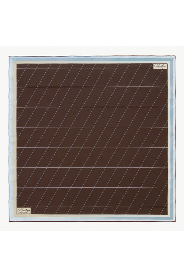 Sura Pure Silk Scarf 2484 04 Coffee Line Pattern