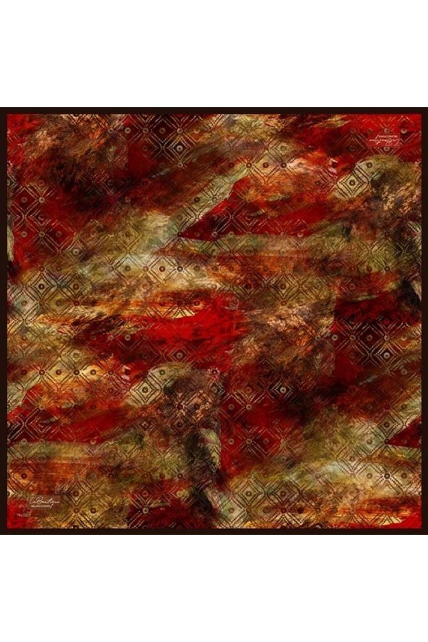 Saf Sura Silk 2834 01 Red Coral Abstract Pattern