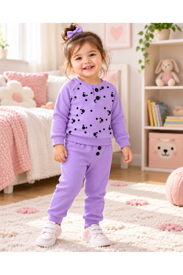 Kangaroo Pocket, Embroidered, High-Quality, Cotton Children's Set for Girls and Boys (Order 1 Size Larger)