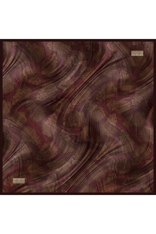 Tivil Pure Silk Scarf 2650 03 Plum Ethnic Pattern