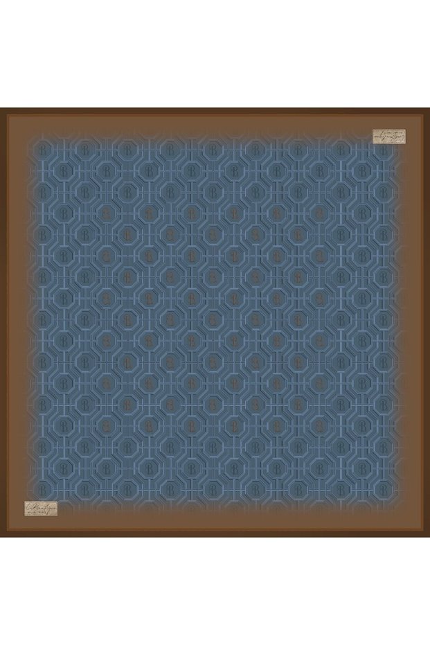 Tivil Pure Silk Scarf 2667 05 Blue Geometric Pattern