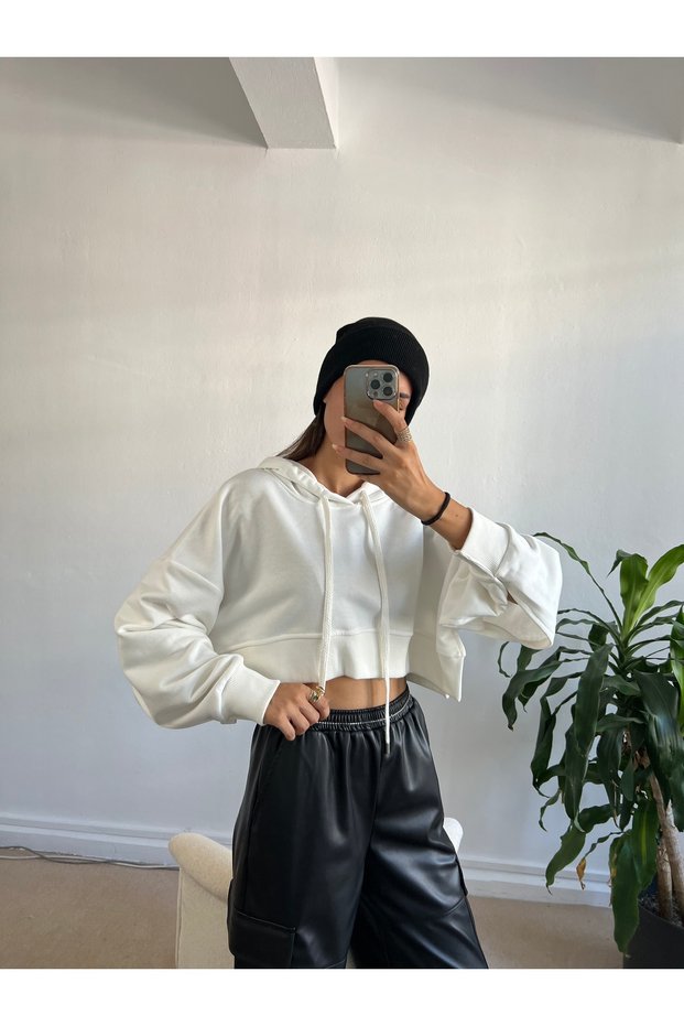 Women's Cropped Hooded Oversize Sweatshirt
