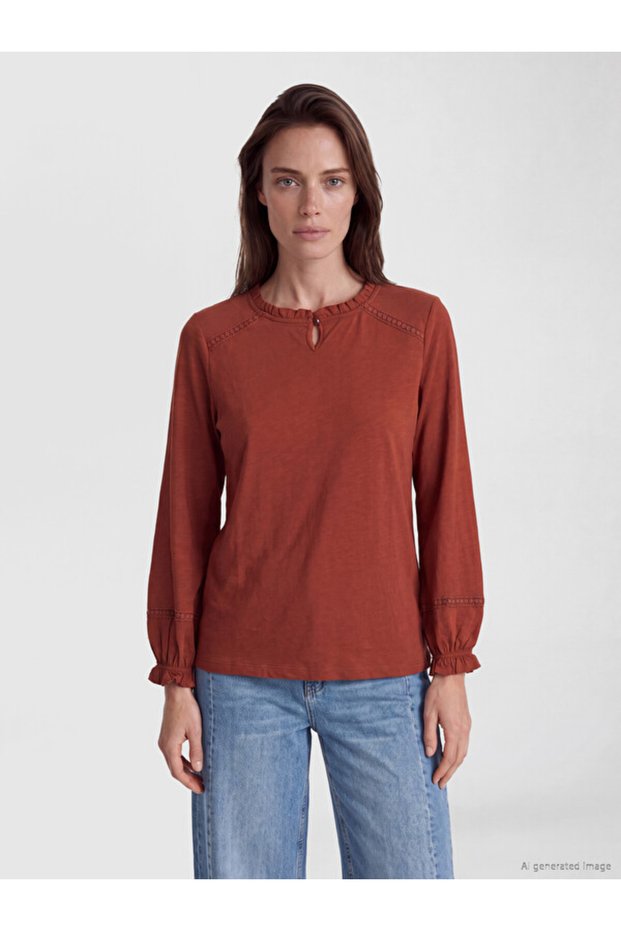 Sparkling Choices from Shining Store Frilly Zero Roba Collar Embroidered Blouse