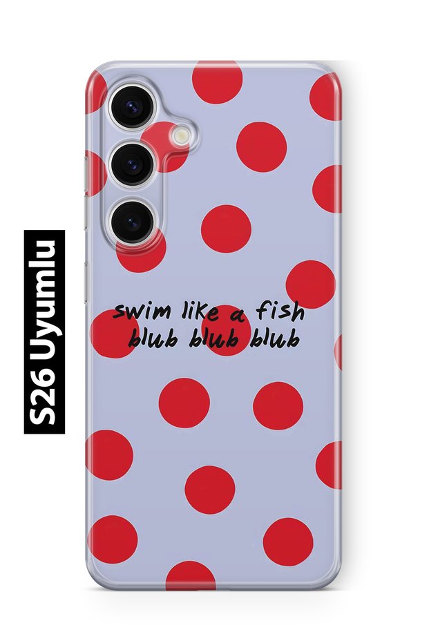 Samsung Galaxy S26 Compatible Red Polka Dot Patterned Transparent Phone Case