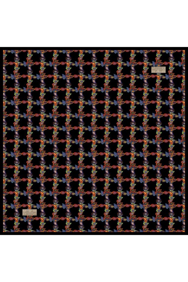 Sura Pure Silk Scarf 2623 01 Black Mixed Pattern