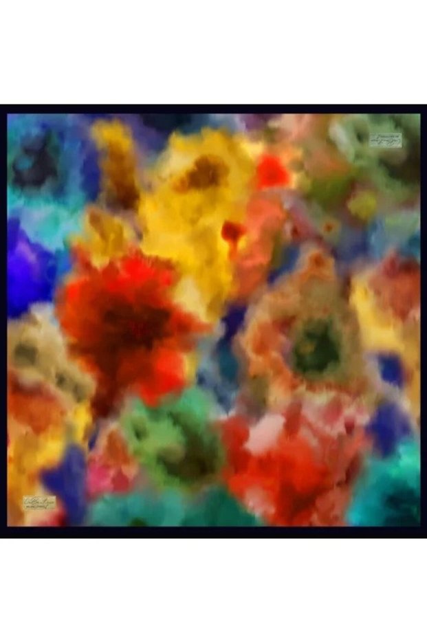 Saf Sura İpek 2853 02 Saks Blue - Coral Batik Pattern