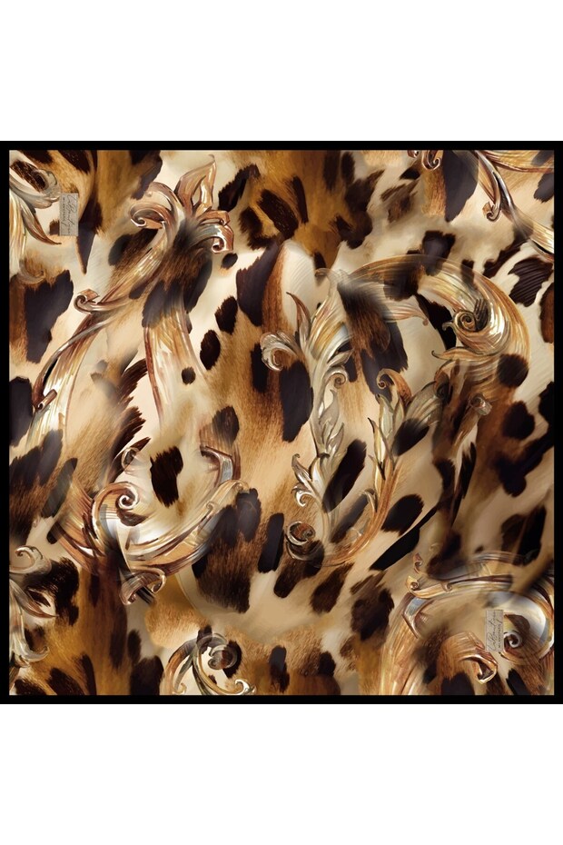Tivil Pure Silk Scarf 2643 01 Tan Brown Leopard Pattern