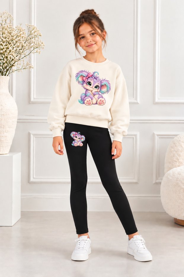 Printed Top and Bottom Set Sweatshirt - Leggings