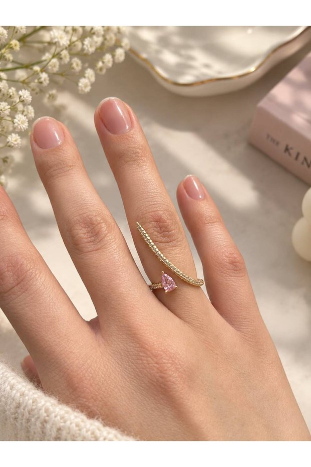 Heart Symbol Zircon Stone Adjustable Women's Stainless Steel Ring