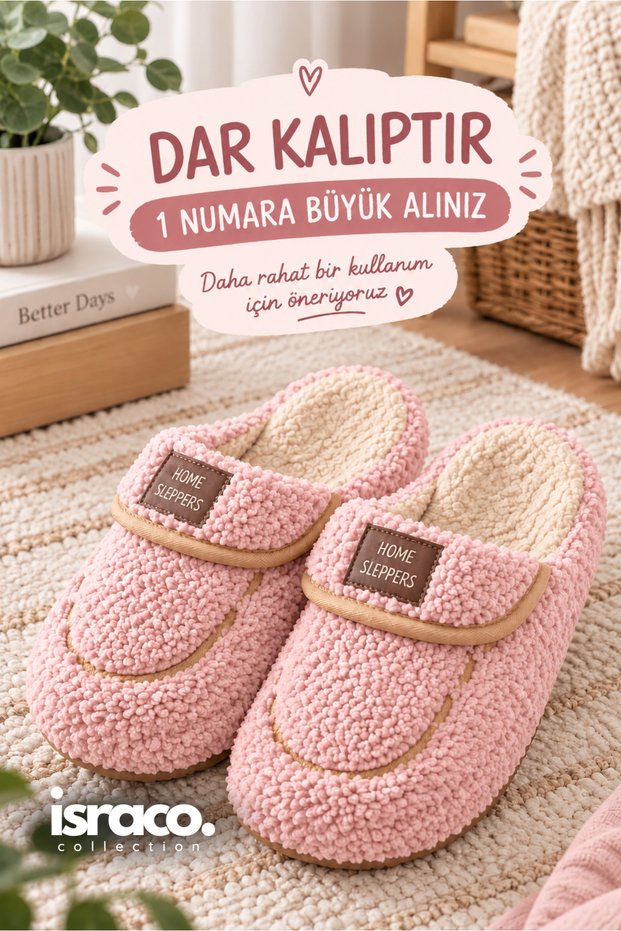 Patterned Plush Non-Slip Lightweight Sole Furry Slippers Home Slippers Gray - Pink - Green