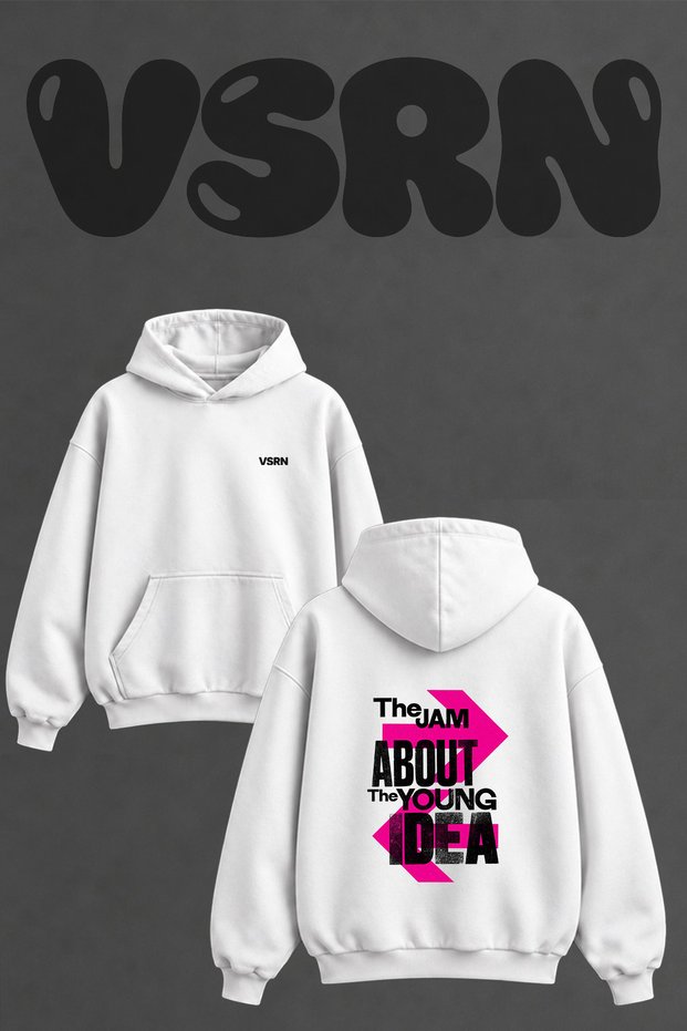 سويت شيرت أبيض كبير الحجم بطباعة على الظهر من The Jam Design