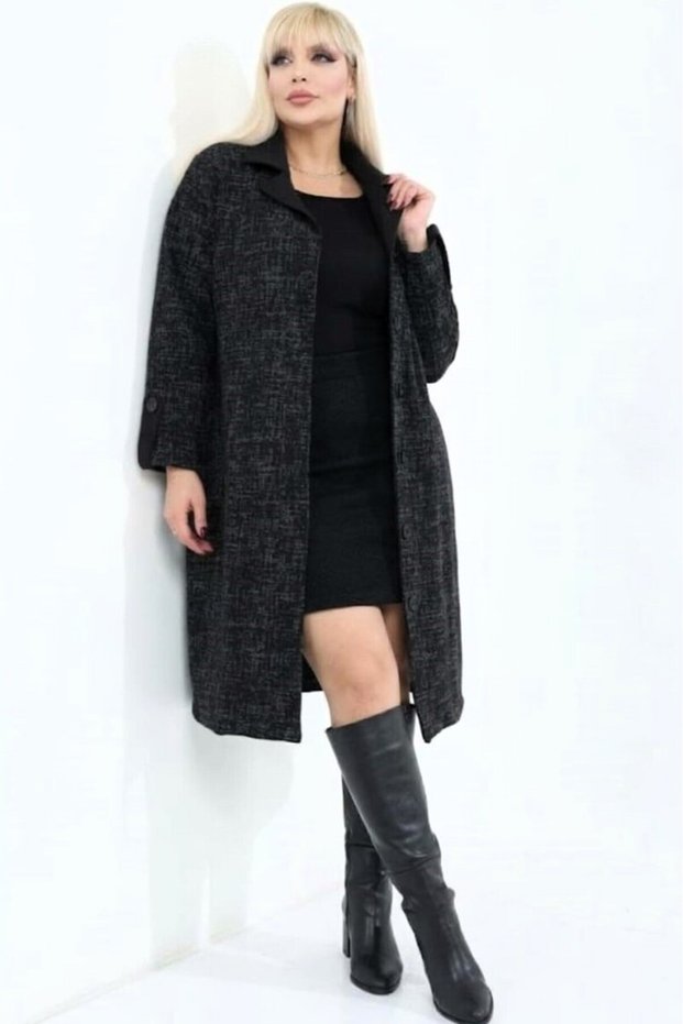 Jacket Lapel Front Buttoned Sleeves with Epaulettes Pockets Oversized Design Cardigan