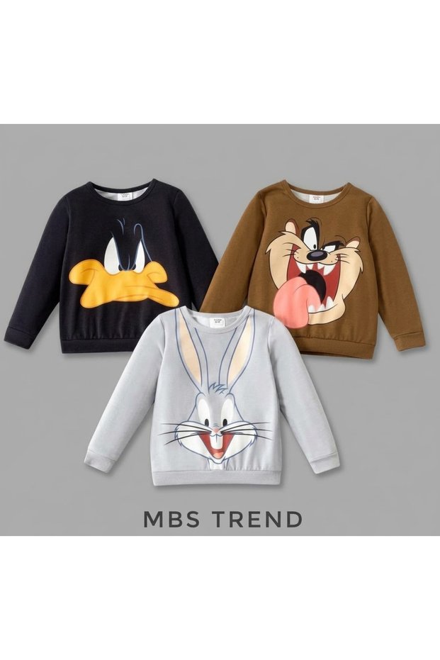 Winter Boys' Cartoon Character Printed Children's 3-Piece Sweatshirt Collection