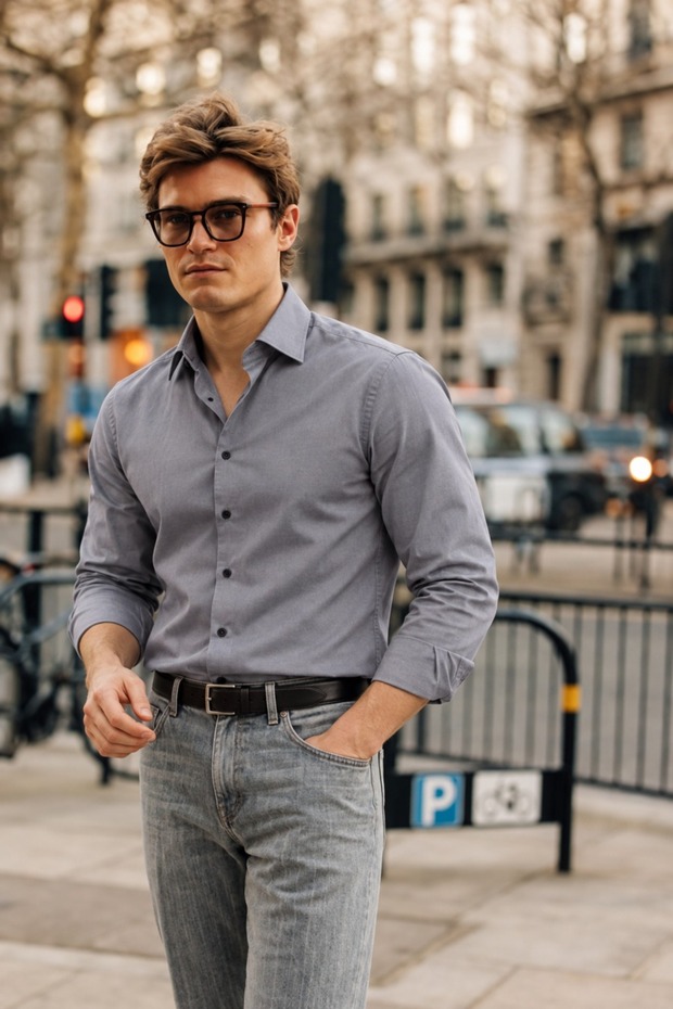 Men's Classic Casual Seasonal Anthracite Shirt