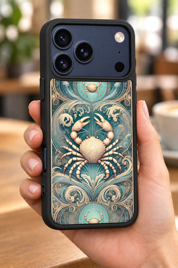 حافظة مقاومة للصدمات متوافقة مع هاتف iPhone 18 Pro مع نمط رمز السلطعون وحماية للكاميرا