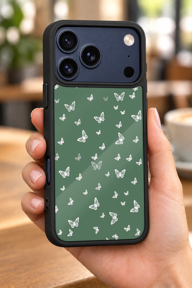 حافظة مقاومة للصدمات متوافقة مع هاتف iPhone 18 Pro مع حماية للكاميرا بنمط خطوط الفراشة