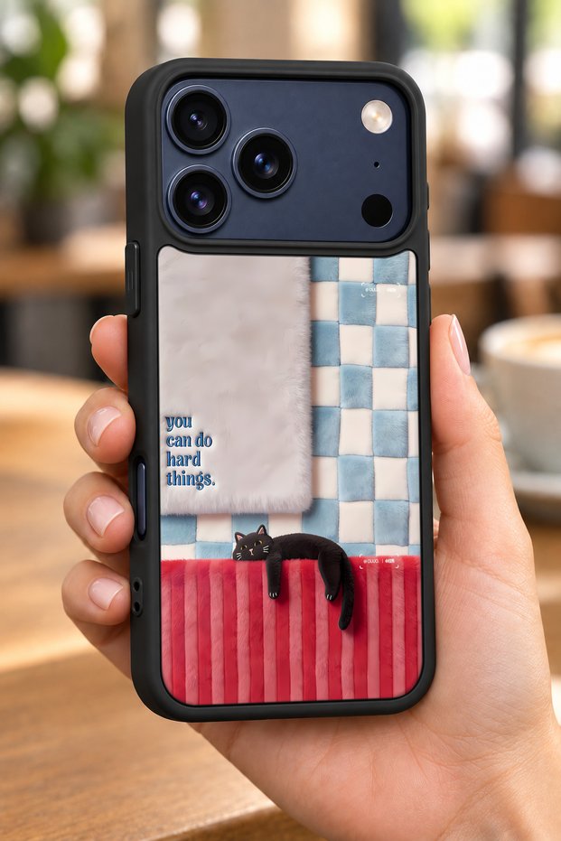 حافظة مقاومة للصدمات متوافقة مع هاتف iPhone 18 Pro Max مع حماية للكاميرا بنمط MotivationalCat