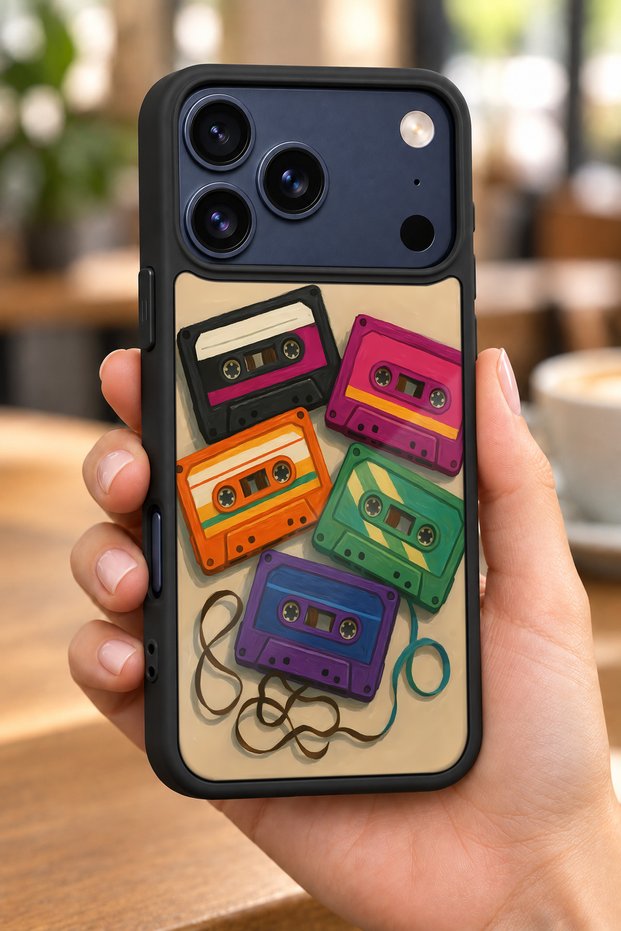 iPhone 18 Pro Max Compatible Mixtape Patterned Shockproof Case with Camera Protection