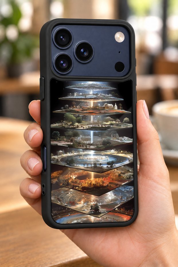 حافظة مقاومة للصدمات متوافقة مع هاتف iPhone 18 Pro مع حماية للكاميرا بنمط الخيال العلمي