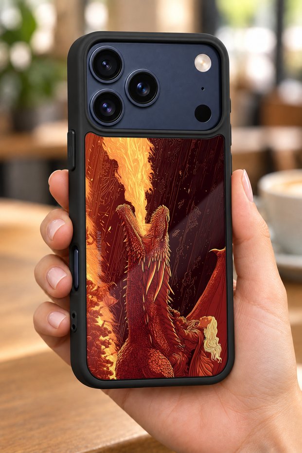 حافظة مقاومة للصدمات متوافقة مع هاتف iPhone 18 Pro مع حماية للكاميرا بنمط الحريق