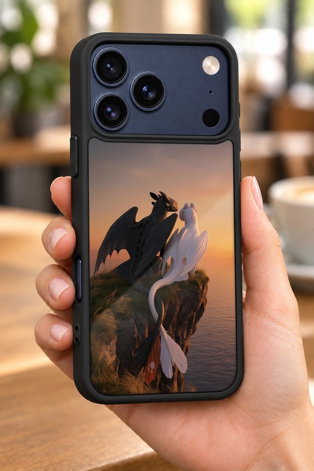 حافظة مقاومة للصدمات متوافقة مع هاتف iPhone 18 Pro مع حماية للكاميرا بنمط DragonPair