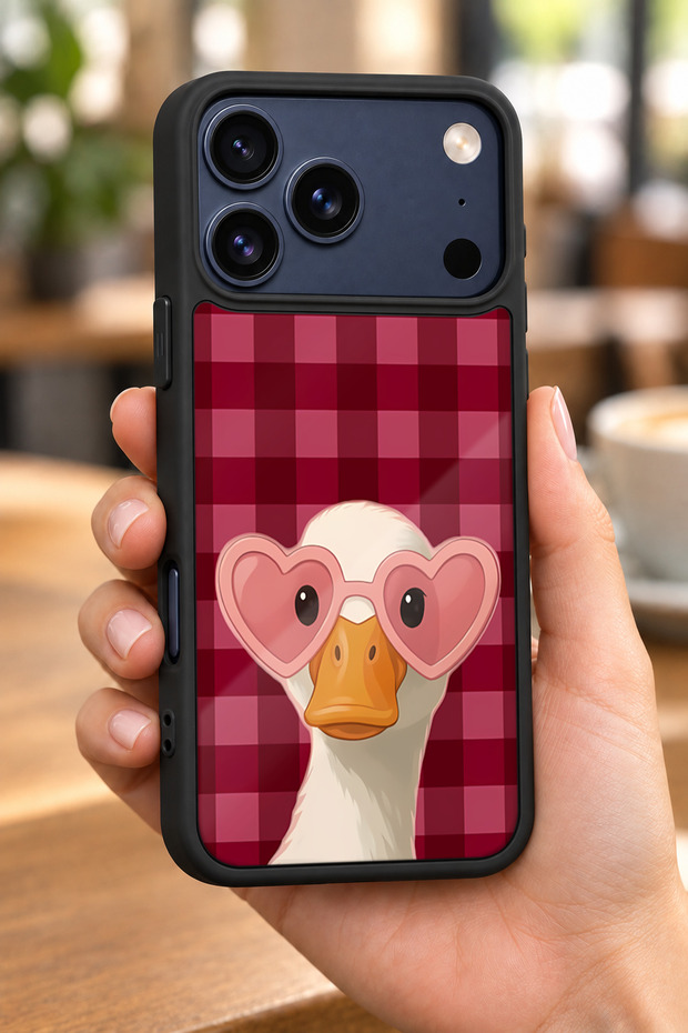 iPhone 18 Pro Compatible Duck Pattern Shockproof Case with Glasses and Camera Protection