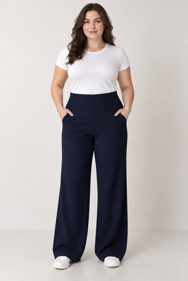 Women's Vena Plus Size Pants, Side Hidden Zipper, Hides the Belly, Lycra