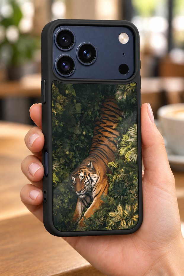 حافظة مقاومة للصدمات متوافقة مع هاتف iPhone 18 Pro بنمط الغابات الاستوائية مع حماية للكاميرا
