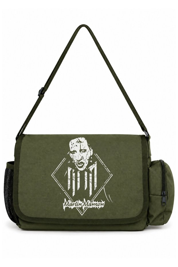 Marilyn Manson Rock Metal Singer Printed School, Sports, Office Multi-Purpose Messenger Bag