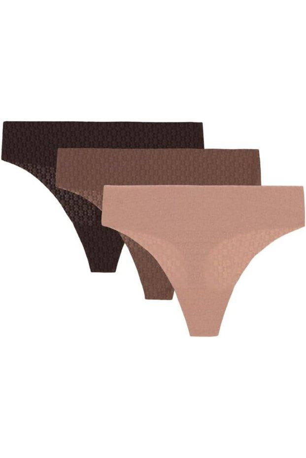 ملابس داخلية نسائية من نوع UA PURE STRETCH MESH NO SHOW THONG -SOLID 3PK SHIRT