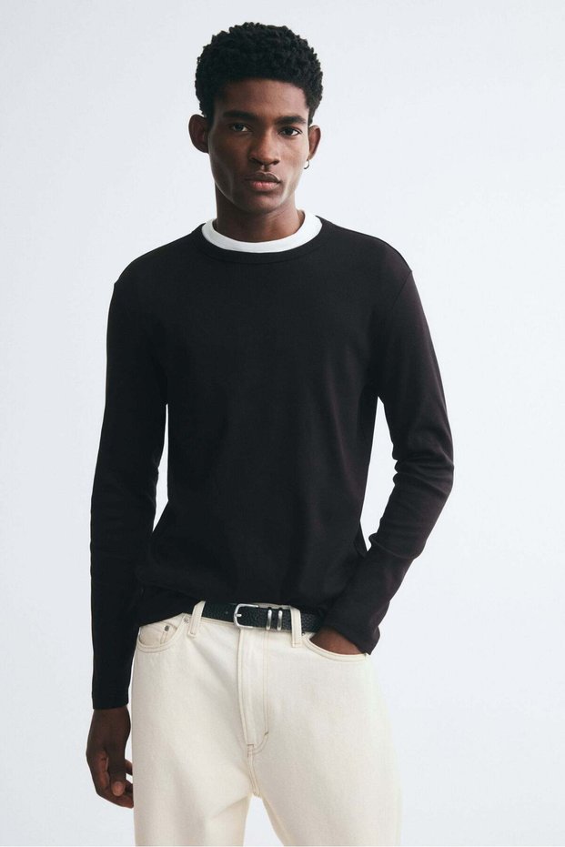 Slim Fit Long-sleeved cotton T-shirt