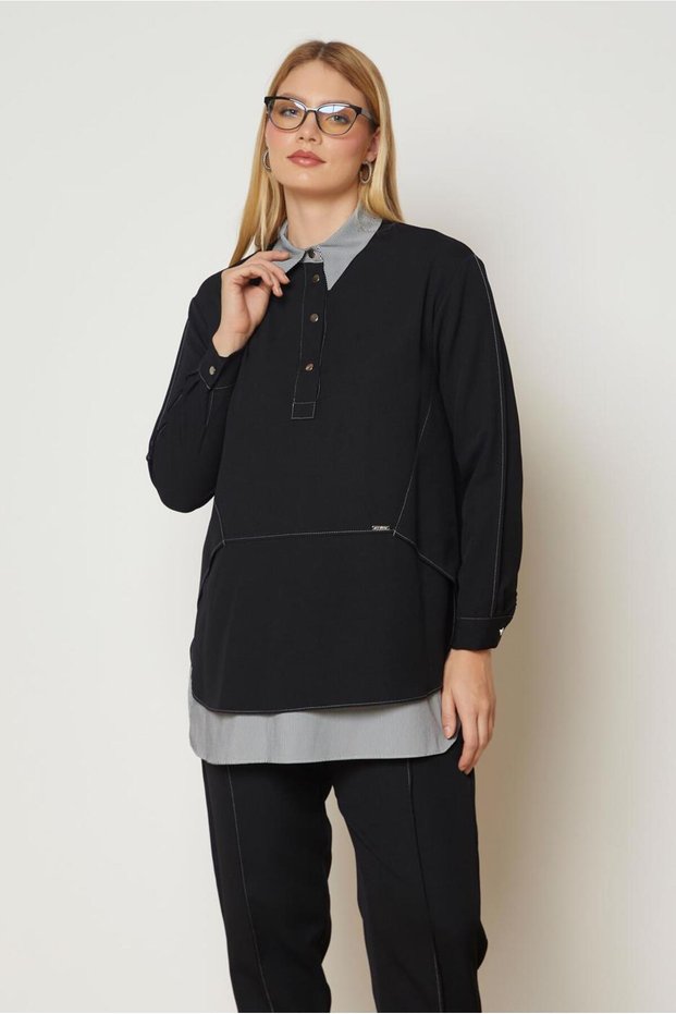 Shirt Collar Pants Suit 47008