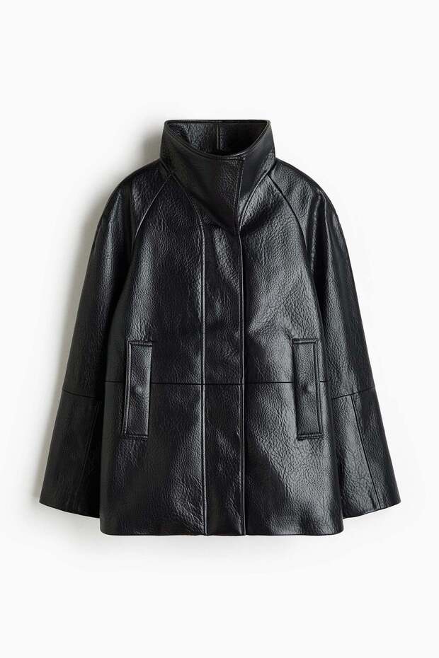 Coated funnel-collar jacket