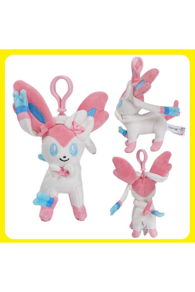 12cm Sylveon Pokemon Pikachu Mew Squirtle Charmander Kawaii Plush Toy Pendant School Bag Backpack Pe
