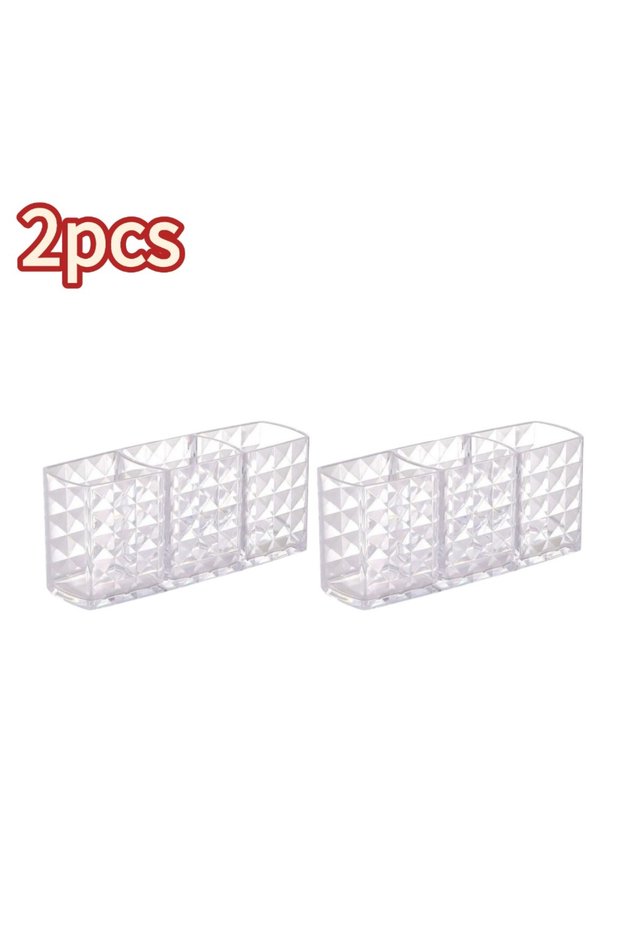 2pcs 3 Slots Makeup Brush Holder Makeup Organizer Cosmetic Storage Box Lipstick Eyebrow Pencil Displ