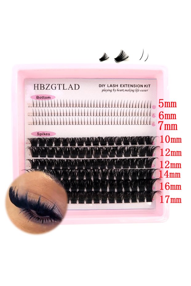 MIX 0.07mm D QA12 HBZGTLAD 200D-60D Bottom and Pointed Eyelash Clusters Volume 5D Fluffy Clusters Ma