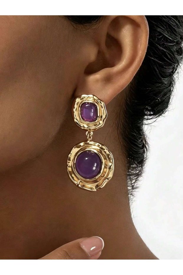 Deep Purple A Pair of Elegant, Retro-Style, Casual, Fashionable, and Versatile Earrings for Girls