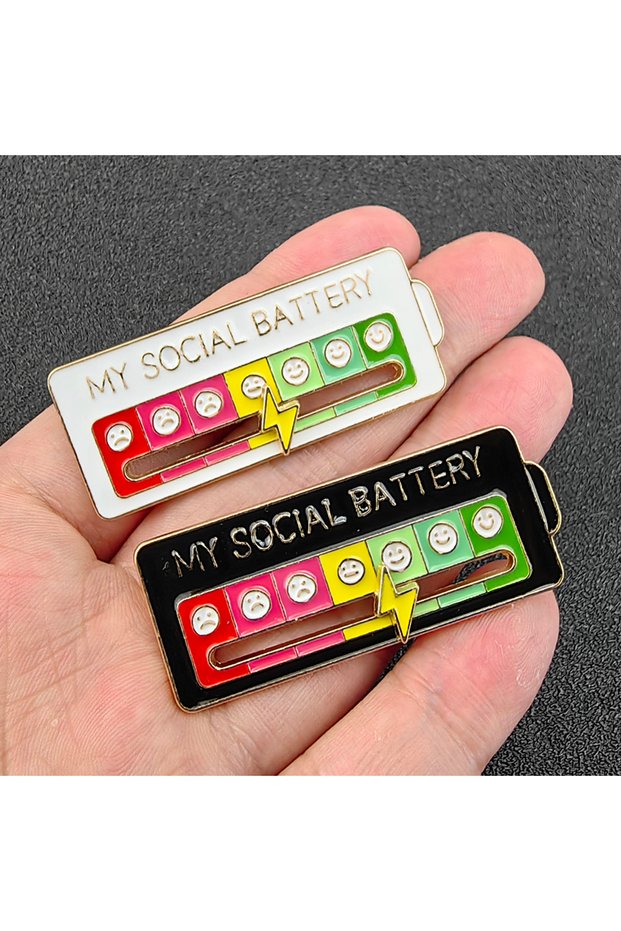 Set Mood Expression Pins My Social Power Battery Brooch Social Power Enamel Badge Transform Mood Ene