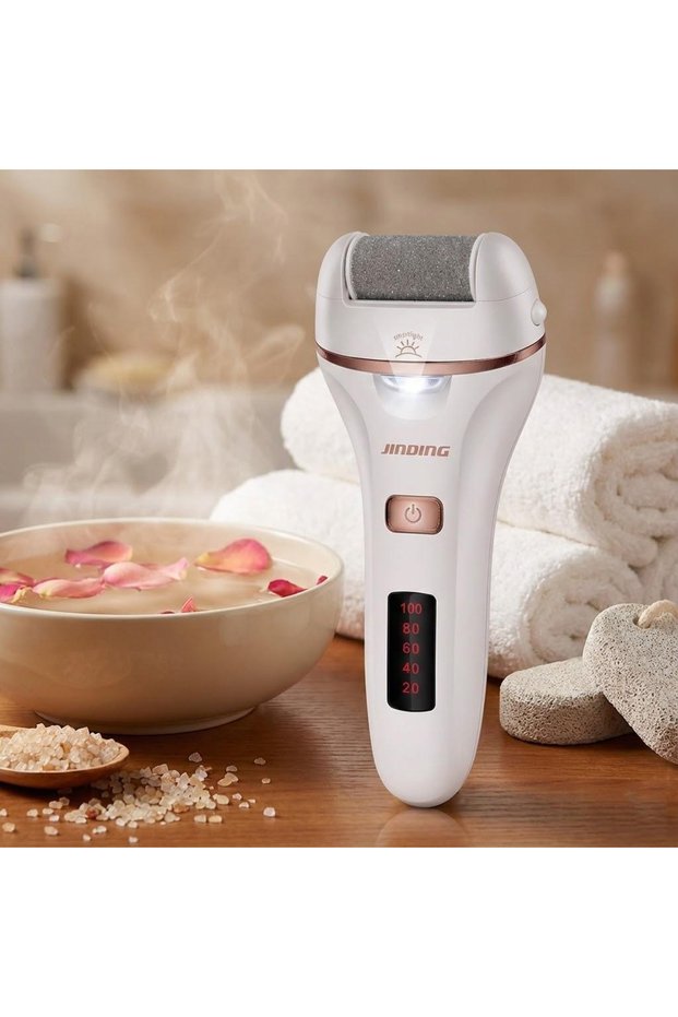 WHITE Electric Foot File Callus Remover Painless Dead Skin Shaver Foot Care Tool for Cracked Dry Ski