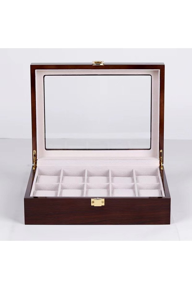 12girds Luxury Handmade Wood 6/10/12Grids Watch Clock Box for Men's and Women's Jewelry Storage Pac