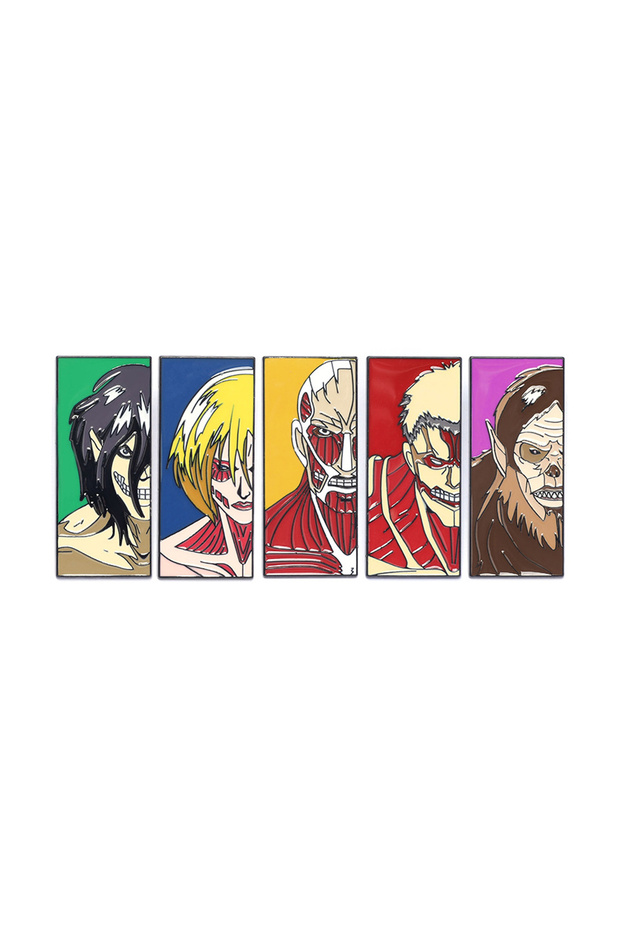 5pcs-set 5Pcs/Set Anime Attack Titan Enamel Brooch Cartoon Eren Reiner Lapel Metal Badge Cosp