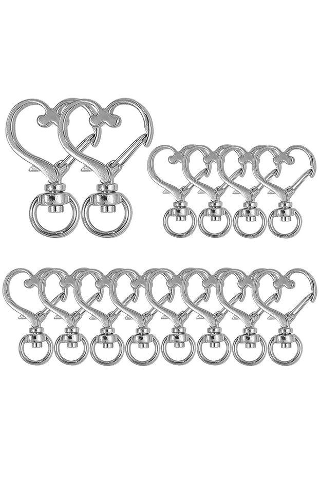 50pcs Silver color 20/50pcs Heart Shpaed Rotary Spring Hooks, Zinc Alloy Lobster Keychain Lanyard, H