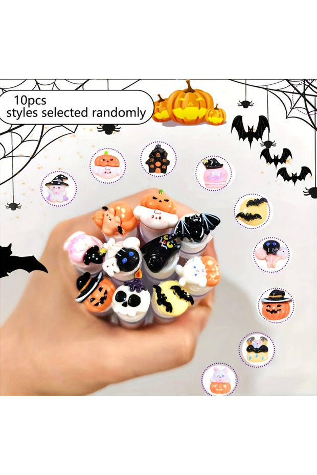 Nylon Random Style 10pcs Reusable Eyelash Brush Professional Halloween Tube Mascara Wand - Spooky wi
