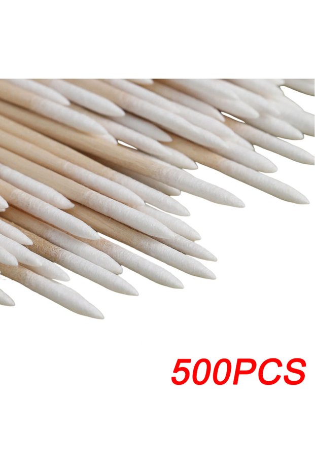 White 500Pcs 100/500Pcs Nails Wooden Tip Cotton Stick Buds Disposable Ultra-Detail Correcto