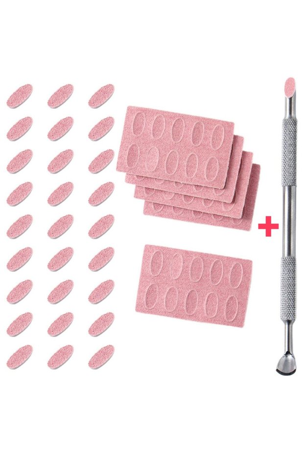 51pcs 50Pcs 180Grit Sanding Slice+1Pc Nail Cuticle Pusher Set Self-Adhesive Pre Polishing Sandpaper