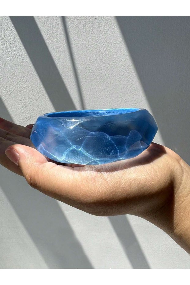 E HUANQI INS Blue Laser Gradient Irregular Resin Bracelet Summer Beach Vacation Women's Jewelry Yout