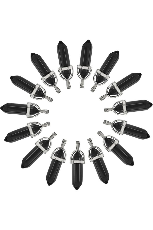 10PCS 10 Pcs Hexagonal Crystal Pendant, Quartz Point Natural Stone Pendant Gemstone Necklace Beads J