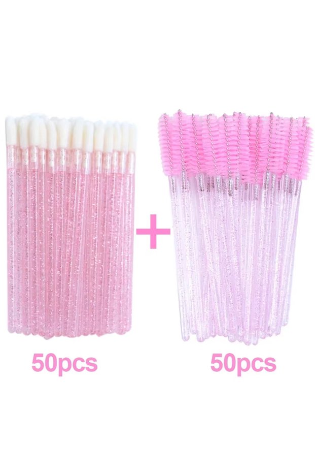 C642-pink 100pcs Wholesale Mascara Spoolies Disposable Eyelash & Eyebrow Brushes for Salon, Extensio