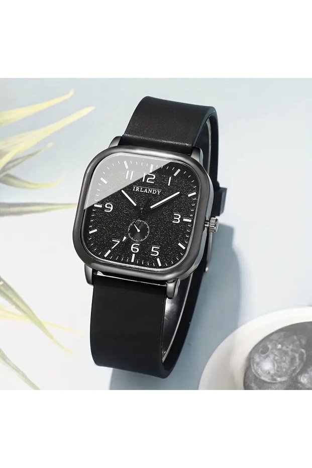 black Fashion Square Women's Watch Casual Silicone Strap Quartz Watches Sports Wristwatch For Men Wo