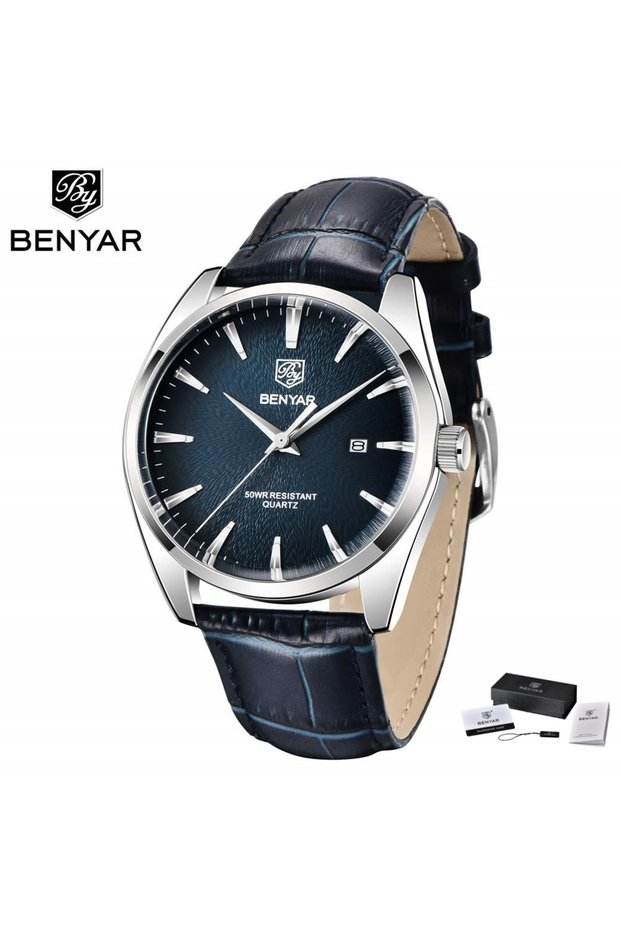 Blue Benyar 5163 Top Brand Luxury Military Wristwatches Leather Quartz Watches Waterproof Simple Wat